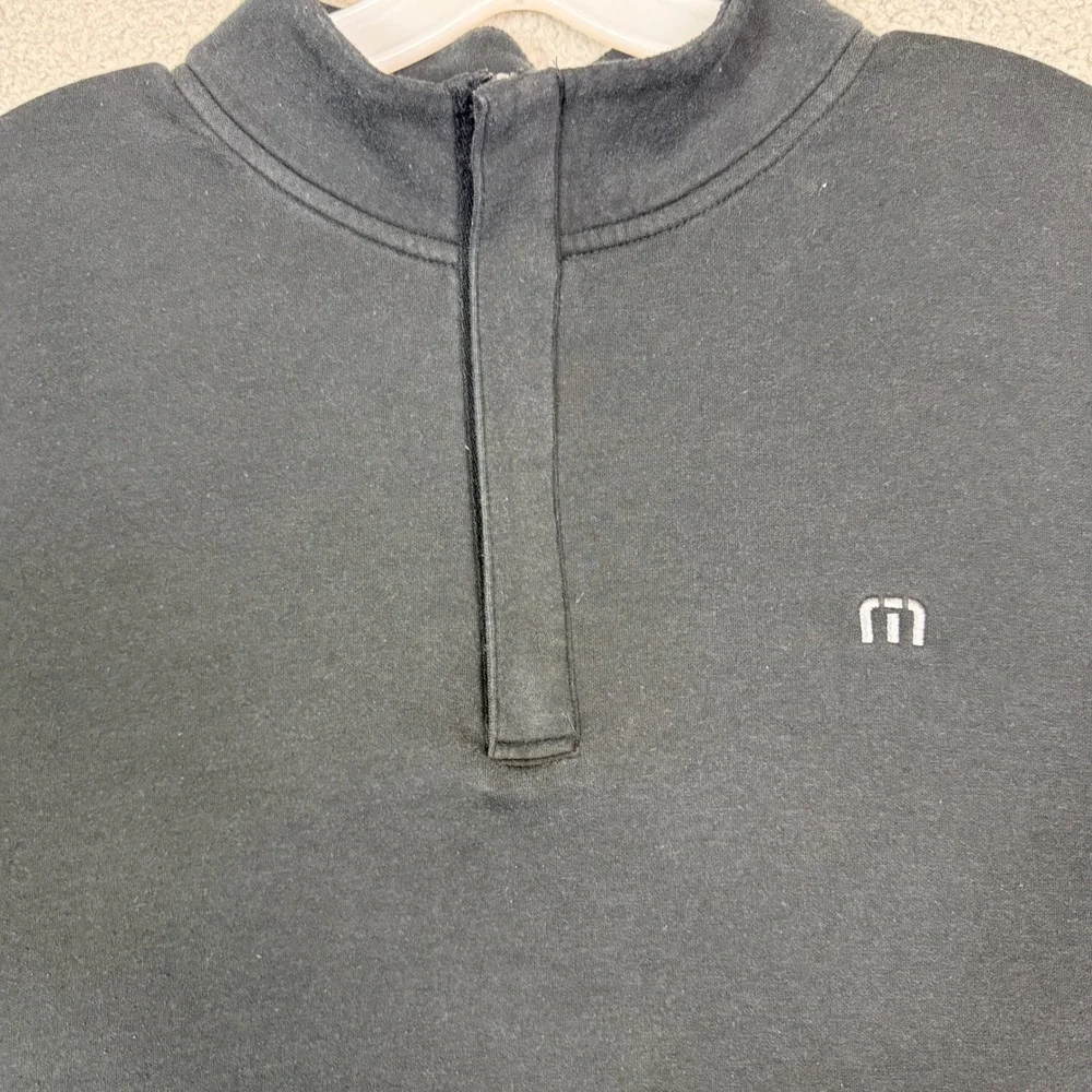 Travis Mathew Mens Black Quarter Zip Pullover Fleece Sweatshirt Golf Jacket L